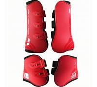 4 Pezzi Stinchieri con Involucro in PU , Rosso , Media | Antiurto, Paratendini Cavallo, Ammortizzante, Ghette per Cavalli, Allenamento, Cavalieri