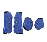 4 pezzi Stivali posteriori anteriori per cavallo Stivali per gambe in neoprene resistenti agli urti Stivali per tendini per cavalli per saltare Sport ad alta velocità (Un set di blu davanti e dietro