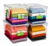 4 Pezzi Storage Box Marea Contenitori Trasparenti Plastica 67L x 4Pz 57x39x42cm
