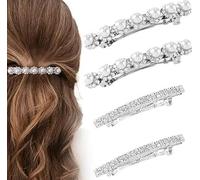 4 Pezzi Strass Clip per Capelli Foglia Matrimonio Spille di Cristallo Bobby Spille Argento Forcina da Sposa Barrette per le Spose Damigelle D'onore Fiore Ragazze (B)