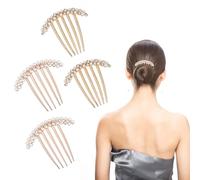4 Pezzi Strass Pettine per Capelli Pettine Per Capelli Con Strass Pettini a Clip Laterale per Capelli Francesi Pettine con Clip Hair Combs Slides for Women Accessori Per Capelli con Strass Per Donne