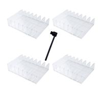 4 Pezzi Supporti CD in Acrilico Trasparente con Scaffalatura in 7 scomparti,Supporto Robusto Adatto con Spazzola canto,Organizzatore trasparente Cassetti,per Bagno,Scrivania