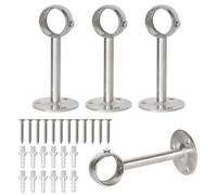 4 Pezzi Supporti per Aste per Tende,26mm, Staffe per Tende Armadio, Bastone per Tende Inox Supporto, con 12 Viti e 12 Tubi di Espansione, per Armadio Armadio, Asta per Vestiti, Bagno (Argento)