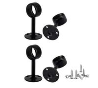 4 pezzi Supporti per aste per tende da soffitto in acciaio inossidabile nero, staffe da parete per asta per tenda per bagno e armadio, 22 mm
