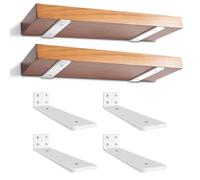4 Pezzi Supporti per Scaffali, 25 cm Staffe per Mensole Pesanti, Reggimensola Supporto Reggi Mensola da Muro, Staffa a L per mensola per Studio | Cucina | Ufficio | Camera | Bianco