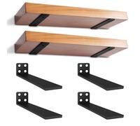 4 Pezzi Supporti per Scaffali, 25 cm Staffe per Mensole Pesanti, Reggimensola Supporto Reggi Mensola da Muro, Staffa a L per mensola per Studio | Cucina | Ufficio | Camera | Nera