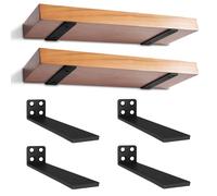 4 Pezzi Supporti per Scaffali, 30 cm Staffe per Mensole Pesanti, Reggimensola Supporto Reggi Mensola da Muro, Staffa a L per mensola per Studio | Cucina | Ufficio | Camera | Nera