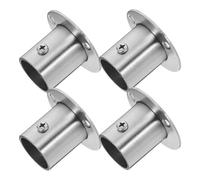 4 Pezzi Supporto Asta Armadio in Acciaio Inox con Base Alta 25 MM | Montaggio a Soffitto o Guardaroba, Finitura Argento, Include 12 Viti e 12 Bulloni per Installazione