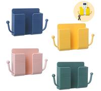 4 pezzi supporto da parete per cellulare con gancio, 3 m autoadesivo, supporto per cellulare, supporto da parete per caricabatterie, valigetta per telecomando, supporto per cellulare da parete con