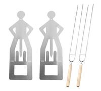 4 Pezzi Supporto per Salsicce in Acciaio Inossidabile Forchetta per Barbecue a Forma di U Forchetta in Acciaio Portatile per Hot Dog Accessori da Cucina per Campeggio All'aperto per Arrosti al Barbecu