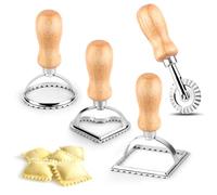 4 Pezzi Taglia Ravioli,Tagliapasta per Ravioli,Stampo Ravioli in Acciaio Inox,Stampo Ravioli Timbri per Ravioli,Ravioli Maker a Bordi Scanalati,Diverse Forme di Stampi per Ravioli,Pasta,Biscotti