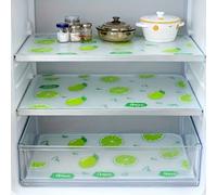 4 pezzi Tappetini impermeabili per frigorifero - a prova di umidità, antiscivolo, lavabili, riutilizzabili. Realizzati in materiale EVA con un motivo a limone originale. Adatti per frigorifero e decor