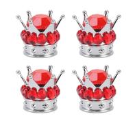 4 pezzi tappi coprivalvola per pneumatici ruota stile corona diamante universale per auto camion biciclette rosso