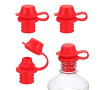 4 Pezzi Tappi per Vino in Silicone con Cappuccio Protettivo, Rosso per Vino
