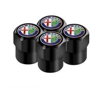 4 Pezzi Tappi Valvole Pneumatici Auto per Alfa Romeo Giulia Spider GT Mito Stelvio,Tappi Gomme Auto,Cappucci delle valvole,Tappi Antipolvere per Pneumatici Auto,Tappi Auto,Black