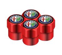 4 Pezzi Tappi Valvole Pneumatici Auto per Alfa Romeo Giulia Spider GT Mito Stelvio,Tappi Gomme Auto,Cappucci delle valvole,Tappi Antipolvere per Pneumatici Auto,Tappi Auto,Red
