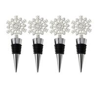 4 Pezzi Tappo per Bottiglia di Vino Fiocco di Neve, Elegante e | Silicone, ABS e Lega, Chiusura Anti-perdita per Bottiglie di Vino e Spumante Dopo L’apertura Colore Casuale