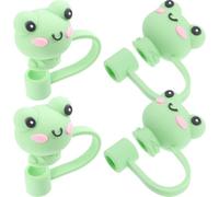 4 Pezzi Tappo per Cannuccia in Silicone a Forma di Rana Verde | Chiusura Aderente, Mantiene la Cannuccia Pulita, per Bicchieri Riutilizzabili, Picnic e Viaggio