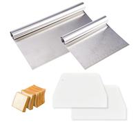 4 Pezzi Tarocco per Impasti Multiuso, 22cm + 15cm Raschietto per Impasto in Acciaio Inox, Spatola per Dolci Raschietto con Scala, Tagliapizza Acciaio e Spatola in Plastica per Torte, Verdure, Frutta
