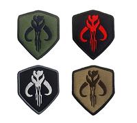 4 Pezzi Tattica Toppa Compatibile con Film Star War Cacciatore di Taglie Scudi Gancio e Anello Emblema per Zaino Vestiti Giubbotto Cyclist Tattico Toppa Collezione
