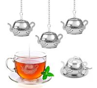 4 Pezzi Tea Strainer Inossidabile 304 con Vassoi Te Filtro the Infusione Catena Infusore per Tisane Natalizio Simpatico Infusore Tè Piccolo Filtrare le Foglie per Tazze da Tè Bottiglie da Bere