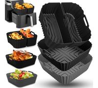 4 Pezzi Teglie Accessori per Friggitrice ad Aria, Silicone per Air Fryer 4,5-8L Contenitori Riutilizzabile Quadrato Compatibili con Cosori CP158-AF, Philips NA230/00, Tefal, Ninja, Russell Hobbs