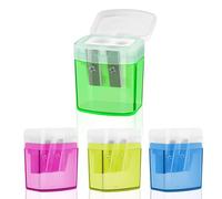 4 Pezzi Temperino con Serbatoio, 4 Colori Temperamatite, Doppi Fori temperino con Contenitore, Temperino con Serbatoio Bambini Temperamatite Trucco per Diversi Tipi di Matite Studenti Scuola Ufficio