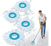4 Pezzi Testine di Ricambio del Mocio Compatibile con Clean Twist Disc Mop, Sistema a 2 Fibre Ricambio Mocio Kit Buona Capacità di Assorbimento per Pulizia Adatto a Tutti i Pavimenti