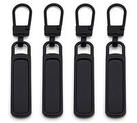 4 Pezzi Tiralampo, tiralampo e gancio per zip di ricambio.Pezzo per la Riparazione delle cerniere di ricambio per giacche, Valigie, zaini, jeans, Accessori per il cucito (nero).
