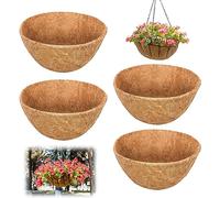 4 Pezzi Tondo Fodera in Fibra di Cocco Fodere per fioriera per Esterni Cestino per Cesto Appeso Fodera per Cestello per Piante Spesse Preformato per Casa Giardino Pianta Fiori Vaso (12 Inch)
