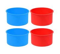 4 Pezzi Tortiera in Silicone Rotonda 4 Pollici, Stampo per Dolci | Set da Rosso e Blu, Superficie Antiaderente Liscia, per Budini, Torte e Forno