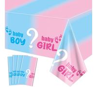 4 pezzi Tovaglia per la rivelazione di genere - Copritavolo rettangolare rosa e blu per decorazioni baby shower, Forniture per la festa di rivelazione del sesso maschile o femminile, 130 x 270 cm