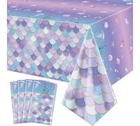 4 pezzi Tovaglie a sirena, Copritavolo per il compleanno di una sirena, oceano sirena pesce squame tovaglie per le ragazze sotto il mare Doccia per bambini Forniture per feste a sirena, 130 x 270 cm