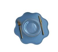4 pezzi tovaglietta in similpelle a forma di fiore da pranzo impermeabile isolante for la casa Natale decorazione per Padelle Teiere Ciotole(Light Blue)