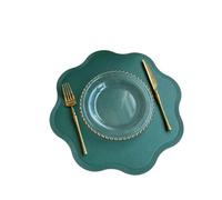 4 pezzi tovaglietta in similpelle a forma di fiore da pranzo impermeabile isolante for la casa Natale decorazione per Padelle Teiere Ciotole(Green)