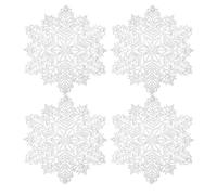 4 Pezzi Tovaglietta per Fiori Rotonda in Argento, Cavo Rotondo Isolamento Tovaglietta in Plastica, per L'isolamento Termico Piatto della cena e della Decorazione della Tavola (Fiocchi Neve, Argento)