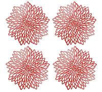 4 Pezzi Tovaglietta per Fiori Rotonda in Rosso, Cavo Rotondo Isolamento Tovaglietta in Plastica, per L'isolamento Termico del Piatto della cena e della Decorazione della Tavola (Rosso)