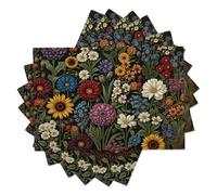 4 Pezzi Tovagliette Americana Verde Scuro Girasole Retrò Fiori 45X30Cm Tovaglietta Americane In Lino Motivo Illustrazione Di Piante Lavabili Sottopiatto Per Sala Da Pranzo Tavolo Da Cucina