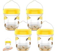 4 pezzi trappola per, trappola per vespe, trappola per giacca gialla di plastica con 2 tunnel, killer di portatile con manico appeso, trappole di riutilizzabili per esterno, giardino, pra