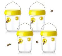 4 Pezzi Trappola per Vespe E Calabroni Da Esterno, Catcher per Insetti,Trappola Calabroni Bottiglia Da Appendere,Trappola per La Mosca Domestica,Per Intrappolare Il Calabrone, Ape, Insetti (Giallo)