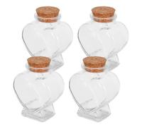 4 Pezzi Trasparente Bottiglia di Vetro Tappo in Sughero a Cuore | Decorativa per Profumo e Aromaterapia, Formato Portatile, per Piccoli Grani, Feste e Regali Creativi