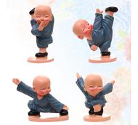 4 pezzi Un set Resina Kung Fu Kid Figurine Cartoon Desktop Ornamento