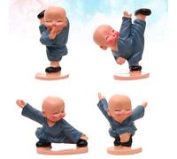 4 pezzi Un set Resina Kung Fu Kid Figurine Cartoon Desktop Ornamento