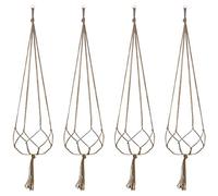 4 Pezzi Vasi Sospesi per Piante Sospese Portafiori, Porta Vasi da Appendere, Corda di Cotone Macrame Plant Hanger per Casa Balcone Giardino Parete Decorazioni Interni Esterni, 41 Pollici / 105cm