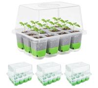 4 Pezzi Vassoi di Avviamento per Piantine, Mini Serra Germinazione, 48 Celle Vassoio di Germinazione del Propagatore con Vassoi Mini Serra per Germinazione, Strumento di Coltivazione in Mini Serra