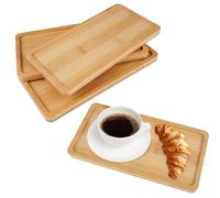 4 Pezzi Vassoio di Bambù, 17,5×8,8 cm Vassoio Legno Bagno, Rettangolare, Piatto Centrotavola, Piccolo, Vassoios Olio Aceto in Legno, Svuotatasche Bambu per Torte, Tazze, Caffè, Dessert, Frutta