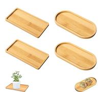 4 Pezzi Vassoio Di Bambù Rettangolare e Ovale, Sottobicchieri, Vassoi Decorativi Bagno, Da Portata e Cucina per Alimenti, Tazze, Gioielli, Vasi Da Fiori, Caffè