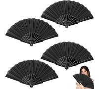 4 Pezzi Ventaglio Pieghevole Nero, Mini Ventaglio Da Borsetta Matrimonio Con Pieghevoli, Ventilatore Pieghevole In Legno Moderno E Divertente Ventagli Matrimonio