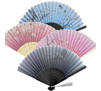 4 Pezzi Ventaglio Pieghevole Ventagli,Ventaglio Stile Cinese Pieghevole con Nappe,Ventagli Pieghevoli per Donna Ventaglio Fatto a Mano,Ventagli di bambù per Decorazione