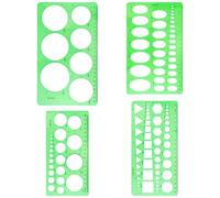 4 Pezzi Verde Modello Circolare,Riutilizzabile Modelli Geometrici Lineale,Modelli Misura in Plastica con Forme Circolari, Ovale e Grandi,Modello Circolare Foratura Lineale